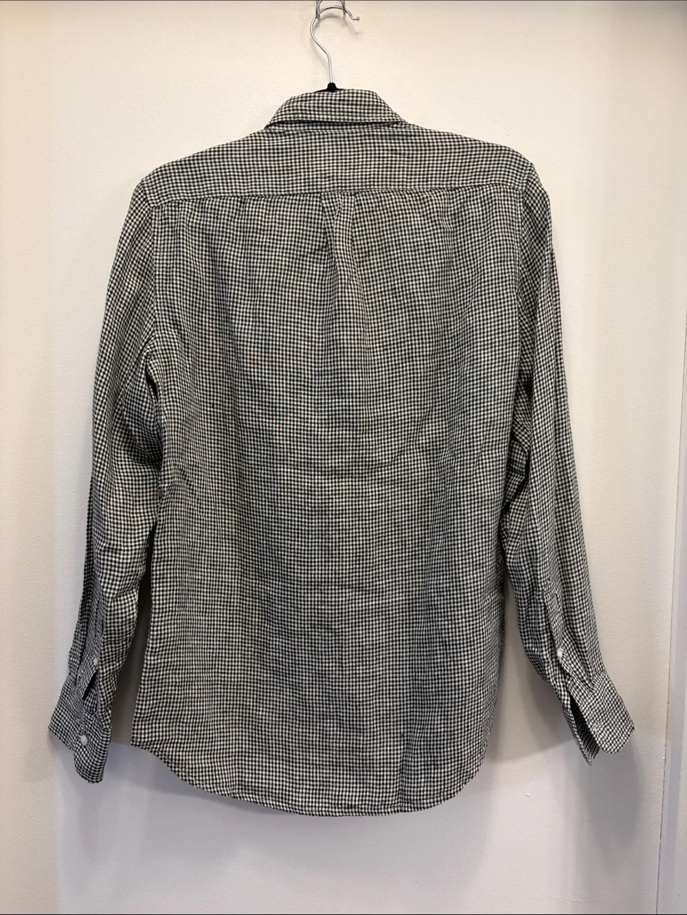 J.Crew Men's 100% Linen Black White Gingham Check Button Down Shirt Size XS